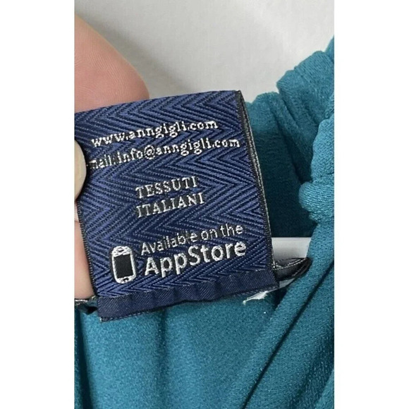 AnnGigli Before 229 Mini Halter Shift Dress Sz 42 Italian Made Green Tie Neck - Picture 5 of 8